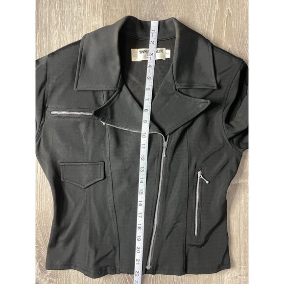 Vintage 90s Tapemeasure Black Made in the USA Motorcycle Jacket Sz S - Picture 8 of 10